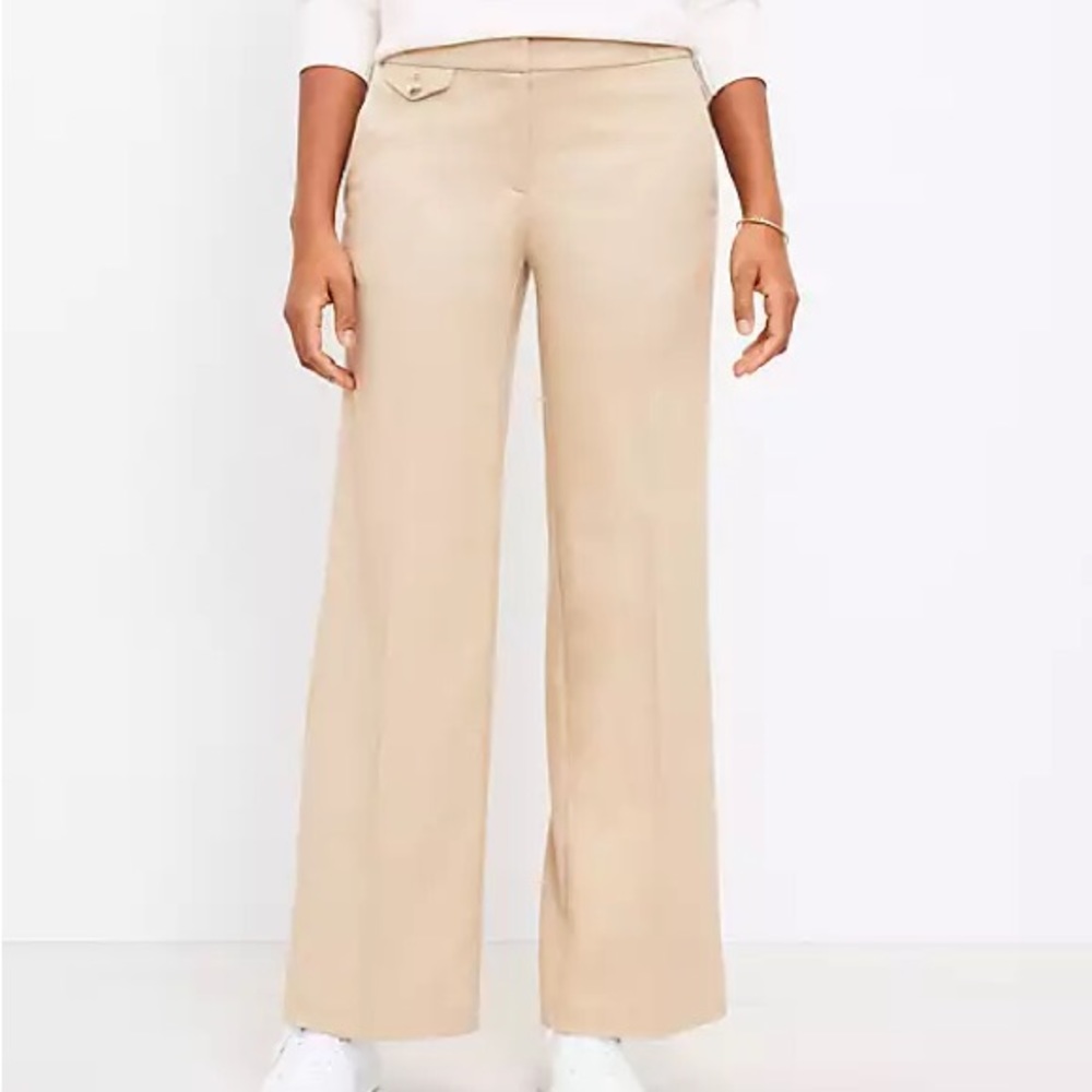 Loft Curvy Button Trouser Pants in Melange